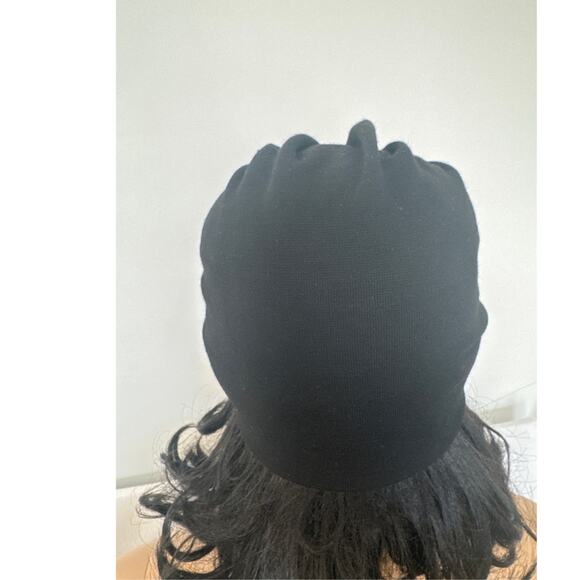 1960s Black Knit Turban Hat Rosette Detail main image 15